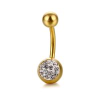 Stainless Steel Belly Ring 316L Stainless Steel Vacuum Ion Plating fashion jewelry & for woman & with rhinestone golden Sold By PC
