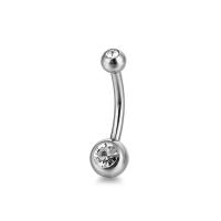 Stainless Steel Belly Ring, 316L Stainless Steel, fashion jewelry & for woman & with rhinestone, original color, 1.60x10x6mm, Sold By PC