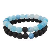 Gemstone Bracelets, with Glass Stone, Round, 2 pieces & fashion jewelry & different materials for choice & adjustable, more colors for choice, Length:19 cm, Sold By Pair
