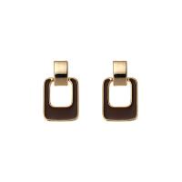 Brass Drop Earring, Rectangle, real gold plated, fashion jewelry & different styles for choice & for woman & enamel & hollow, golden, nickel, lead & cadmium free, 14x25mm, Sold By Pair
