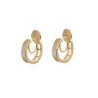 Brass Stud Earring with White Shell Donut real gold plated fashion jewelry & for woman golden nickel lead & cadmium free Sold By Pair