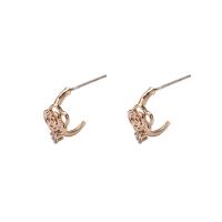 Cubic Zirconia Micro Pave Brass Earring Flower rose gold color plated fashion jewelry & micro pave cubic zirconia & for woman rose gold color nickel lead & cadmium free Sold By Pair