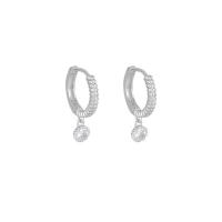 Huggie Hoop Drop Earring 925 Sterling Silver plated micro pave cubic zirconia & for woman Sold By PC