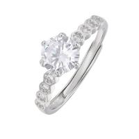 Cubic Zirconia Micro Pave 925 Sterling Silver Rings silver color plated Adjustable & micro pave cubic zirconia & for woman original color Sold By PC
