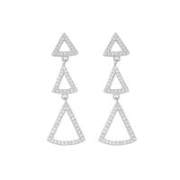 Cubic Zirconia Micro Pave Sterling Silver Earring 925 Sterling Silver Triangle platinum plated micro pave cubic zirconia & for woman white Sold By Pair