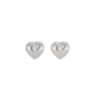 925 Sterling Silver Stud Earrings, Heart, plated, fashion jewelry & for woman, more colors for choice, 4.50x5mm, Sold By PC