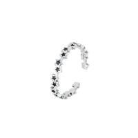 Cеребряное кольцо, 925 пробы, Звезда, покрытый платиной, Регулируемый & Женский, оригинальный цвет, продается PC