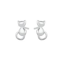 925 Sterling Silver Stud Earrings Cat plated fashion jewelry & for woman Sold By PC