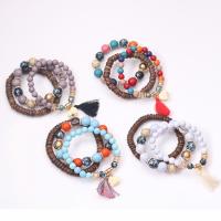 Wood Bracelets with Polyester & Resin Elephant multilayer & Unisex Length Approx 6.7 Inch Sold By PC