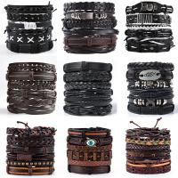 PU Leather Cord Bracelets with Zinc Alloy multilayer & Unisex Length Approx 5.5-6.7 Inch Sold By PC