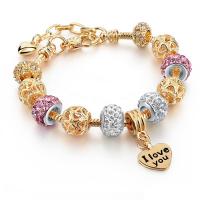 European Bracelet Zinc Alloy Heart KC gold color plated & for woman & with rhinestone nickel lead & cadmium free Sold By PC