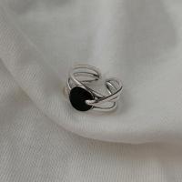 925 prata esterlina Cuff Ring Finger, Roda, Vintage & ajustável & para mulher, tamanho:6-8, vendido por PC