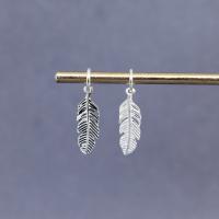 925 Sterling Silver Pendant, Feather, DIY, more colors for choice, 19x6.50mm, Sold By PC