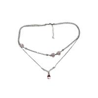 Zinklegierung Schmuck Halskette, Modeschmuck & für Frau & mit Strass, frei von Nickel, Blei & Kadmium, Länge:ca. 17.48 ZollInch, verkauft von PC