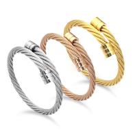 Titanium Steel Cuff Bangle, polished, fashion jewelry & Unisex, more colors for choice, 64mm, Sold By PC