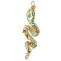 Cubic Zirconia Micro Pave Brass Pendant Snake gold color plated fashion jewelry & DIY & micro pave cubic zirconia & for woman & enamel multi-colored Approx 3mm Sold By Lot