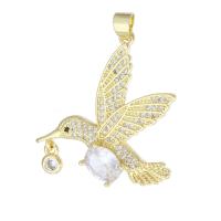 Cubic Zirconia Micro Pave Brass Pendant, Bird, gold color plated, fashion jewelry & DIY & micro pave cubic zirconia & for woman, golden, 28x31x5mm, Hole:Approx 3mm, 10PCs/Lot, Sold By Lot