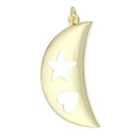 Brass Jewelry Pendants, Moon, gold color plated, fashion jewelry & DIY, golden, 17x32x3mm, Hole:Approx 2mm, 10PCs/Lot, Sold By Lot