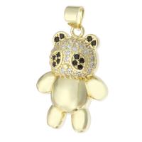 Cubic Zirconia Micro Pave Brass Pendant, Bear, gold color plated, fashion jewelry & DIY & micro pave cubic zirconia & for woman, golden, 17x23.50x5mm, Hole:Approx 3mm, 10PCs/Lot, Sold By Lot