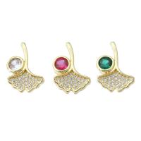 Cubic Zirconia Micro Pave Brass Pendant Leaf gold color plated fashion jewelry & micro pave cubic zirconia & for woman Approx 2mm Sold By Lot