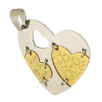 Stainless Steel Heart Pendants, 316 Stainless Steel, Vacuum Plating, fashion jewelry & for woman, two different colored, 52x47x5mm, Hole:Approx 7mm, 10PCs/Lot, Sold By Lot