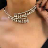 Cink Alloy nakit ogrlice, s Vještački dijamant, Suza, pozlaćen, modni nakit & za žene, više boja za izbor, 130mm, Prodano By PC