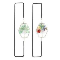 Natural Stone Bookmark, with Elastic Thread & Brass & Tibetan Style, Hexagon, silver color plated, tree of life design & different materials for choice & hollow, more colors for choice, nickel, lead & cadmium free, 45mm, Length:Approx 31 cm, Sold By PC