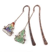 Natural Stone Bookmark, with Tibetan Style, antique copper color plated, different materials for choice, more colors for choice, nickel, lead & cadmium free, 120mm, Sold By PC