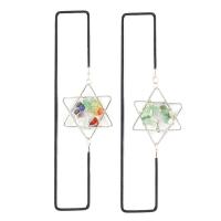 Natural Stone Bookmark, with Elastic Thread & Brass & Tibetan Style, Hexagram, silver color plated, tree of life design & different materials for choice & hollow, more colors for choice, nickel, lead & cadmium free, 45mm, Length:Approx 31 cm, Sold By PC