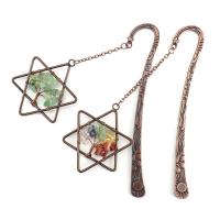 Natural Stone Bookmark with Zinc Alloy Hexagram antique copper color plated tree of life design & hollow nickel lead & cadmium free 120mm Sold By PC
