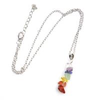 Natural Gemstone Necklace, Natural Stone, with Brass, silver color plated, different materials for choice & for woman, more colors for choice, nickel, lead & cadmium free, 40mm, Length:Approx 53 cm, Sold By PC