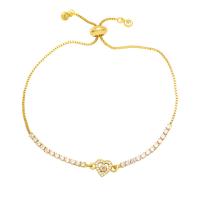 Cubic Zirconia Micro Pave Brass Bracelet, Heart, gold color plated, micro pave cubic zirconia & for woman, more colors for choice, nickel, lead & cadmium free, 12x8mm, Length:9.4 Inch, Sold By PC