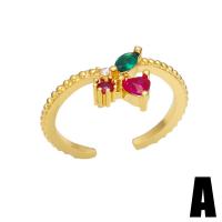 Kubieke Circonia Micro Pave Brass Ring, Messing, gold plated, verschillende stijlen voor de keuze & micro pave zirconia & voor vrouw, gemengde kleuren, nikkel, lood en cadmium vrij, 11mm, Verkocht door PC