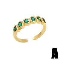Cubic Zirconia Micro Pave Brass Ring gold color plated & micro pave cubic zirconia & for woman green nickel lead & cadmium free 8mm Sold By PC