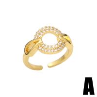 Cubic Zirconia Micro Pave Brass Ring gold color plated & micro pave cubic zirconia & for woman nickel lead & cadmium free 13mm Sold By PC