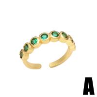 Cubic Zirconia Micro Pave Brass Ring, gold color plated, different styles for choice & micro pave cubic zirconia & for woman, green, nickel, lead & cadmium free, 4mm, Sold By PC