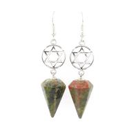 Natural Gemstone Earrings, Tibetan Style, with Gemstone, Conical, different materials for choice & Unisex, nickel, lead & cadmium free, 15x15x50mm, Sold By Pair