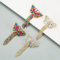 Rhinestone Earring Zinc Alloy with Resin Rhinestone Butterfly fashion jewelry & for woman & with rhinestone nickel lead & cadmium free Sold By Pair