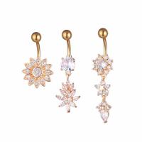 Stainless Steel Belly Ring 316L Stainless Steel with Brass Vacuum Ion Plating fashion jewelry & micro pave cubic zirconia & for woman rose gold color Sold By PC