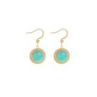 Boucle d'oreille turquoise, Acier inoxydable 304, avec turquoise, bijoux de mode & pour femme, doré, 15*15mm,16*17mm, Vendu par paire
