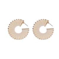 Zinc Alloy Stud Earring with Cotton Thread Flat Round Plating champagne gold fashion jewelry & for woman white nickel lead & cadmium free Sold By Pair