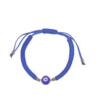 Evil Eye Jewelry Bracelet, Polyester Cord, with Lampwork, Flat Round, gold color plated, fashion jewelry & Unisex & evil eye pattern & adjustable, more colors for choice, Length:16-28 cm, Sold By PC