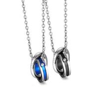 Titanium Steel Necklace Donut Vacuum Ion Plating fashion jewelry & Unisex & with rhinestone Length Approx 45 cm Sold By PC