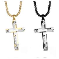 Titanium Steel Necklace Cross Vacuum Ion Plating fashion jewelry & punk style & Unisex Length Approx 45 cm Sold By PC
