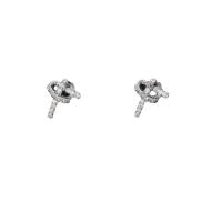 Cubic Zirconia Micro Pave Brass Earring, silver color plated, fashion jewelry & micro pave cubic zirconia & for woman, silver color, nickel, lead & cadmium free, 13mm, Sold By Pair
