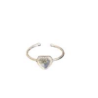 Ring Finger mosiądz, ze Lampwork, Serce, Platerowane w kolorze srebra, biżuteria moda & dla kobiety, srebro, bez zawartości niklu, ołowiu i kadmu, 19mm, sprzedane przez PC