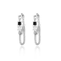 Zinc Alloy Drop Earrings silver color plated fashion jewelry & for woman & with rhinestone silver color nickel lead & cadmium free 70mm Sold By Pair