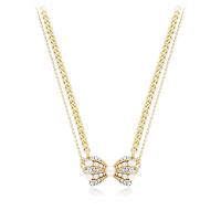 Zinc Alloy Jewelry Necklace Butterfly gold color plated Double Layer & fashion jewelry & for woman & with rhinestone golden nickel lead & cadmium free Length Approx 45  Sold By PC
