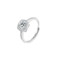 Solidny srebrny pierścień, 925 Srebro, Platerowane platyną, Regulowane & dla kobiety & z sześcienną cyrkonią, biały, sprzedane przez PC