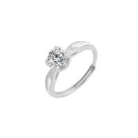 925 Sterling Silver Finger Rings platinum plated Adjustable & for woman & with cubic zirconia white Sold By PC